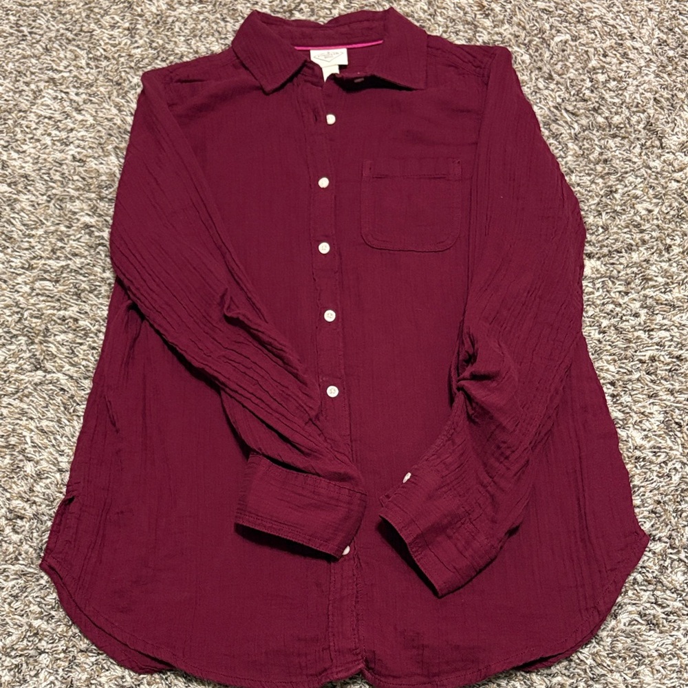 St. John's Bay Maroon Shirt with Pink Accents